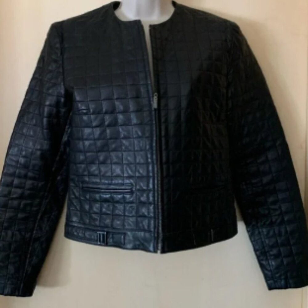 Siena Studio black quilted leather jacket size S